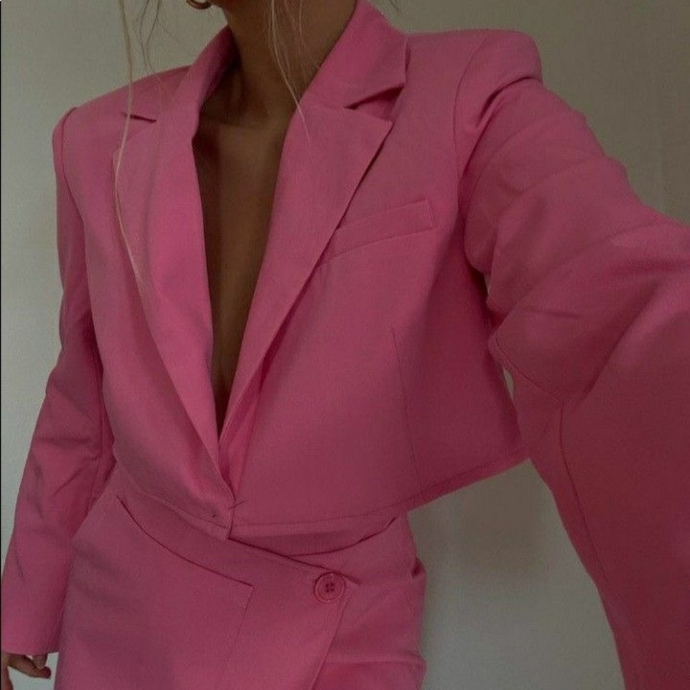 Zara Crop Pink Blazer Jacket